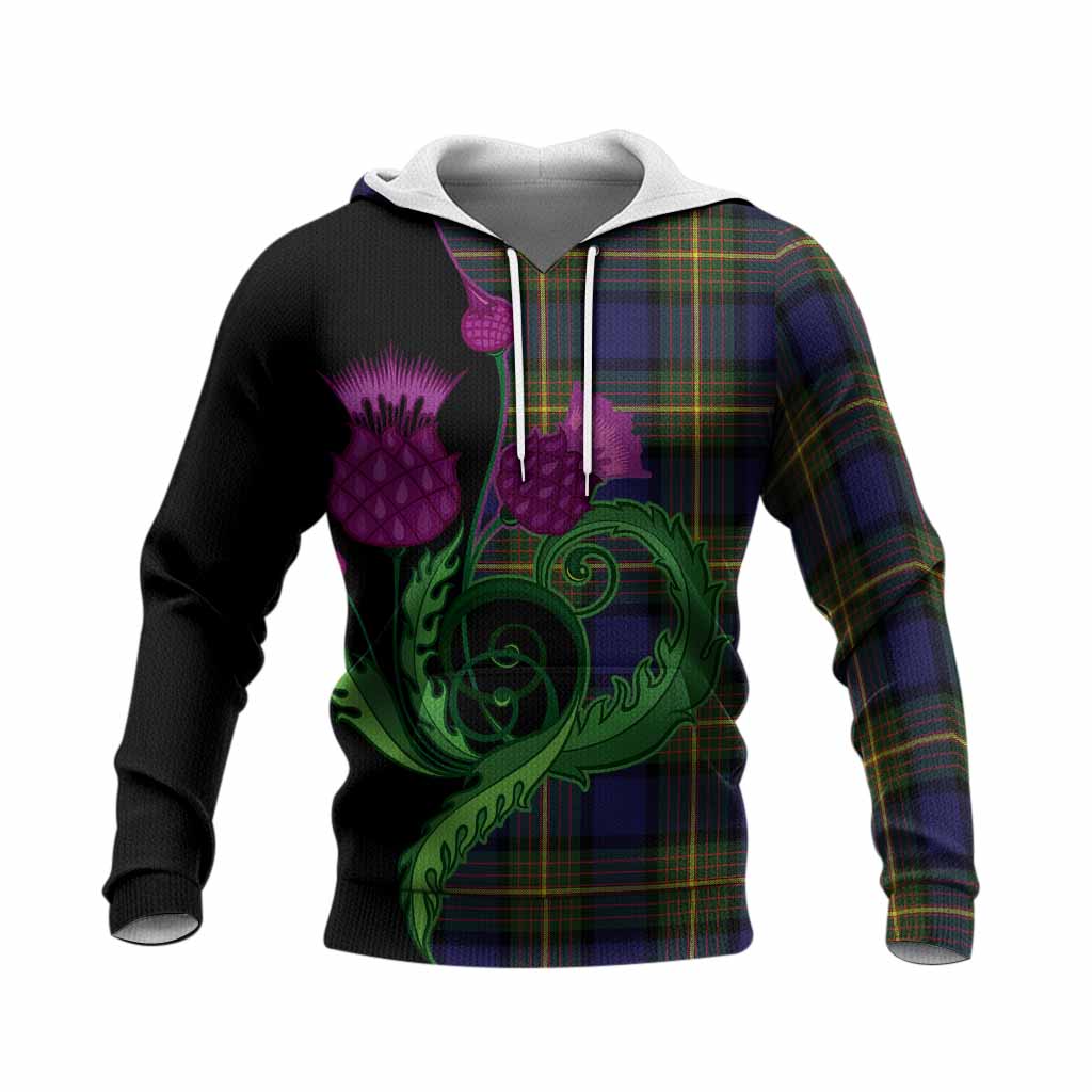 Muir Tartan Knitted Hoodie Traditional Scottish Thistle