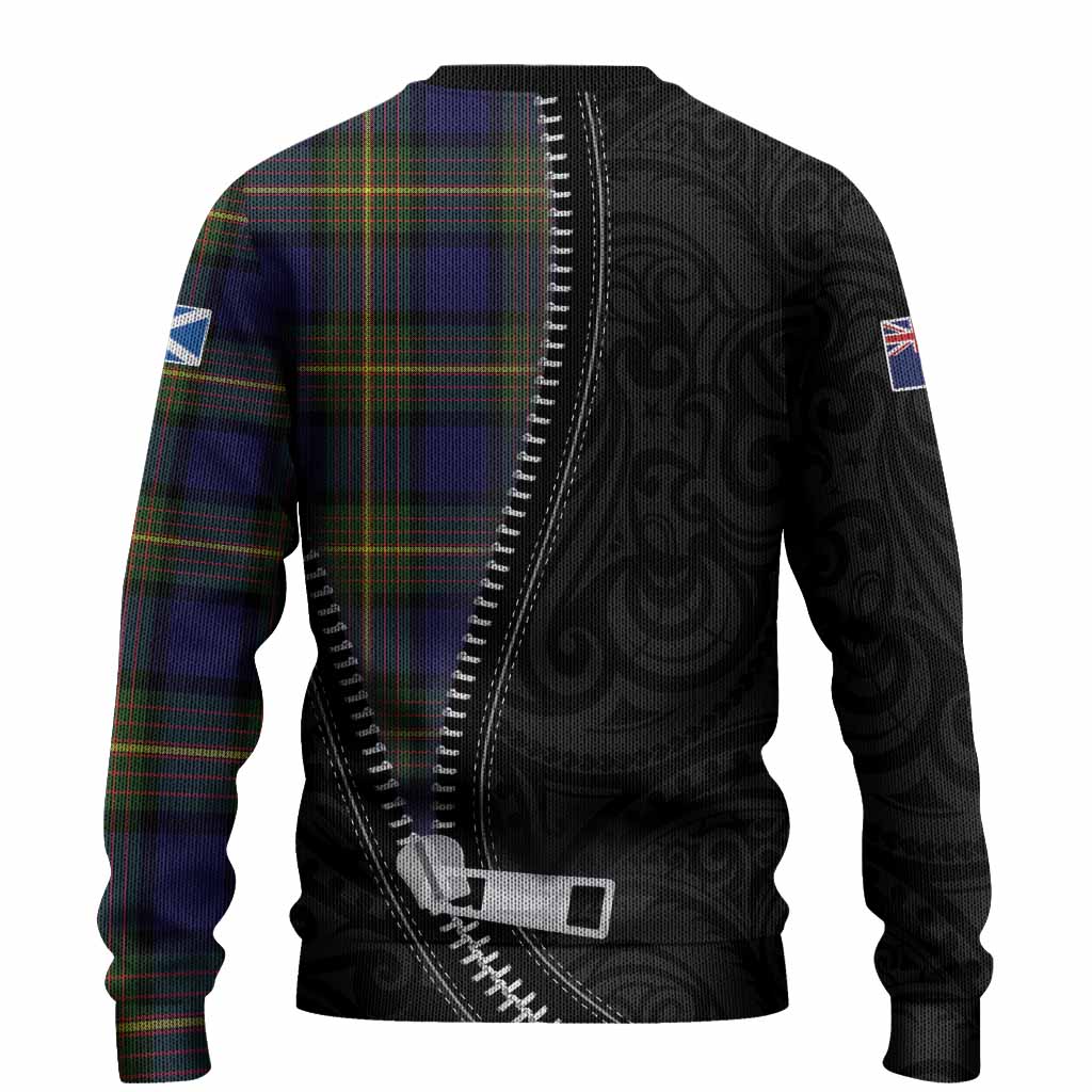 Muir Tartan Knitted Sweater New Zealand Pattern Unique Zipper Stylized