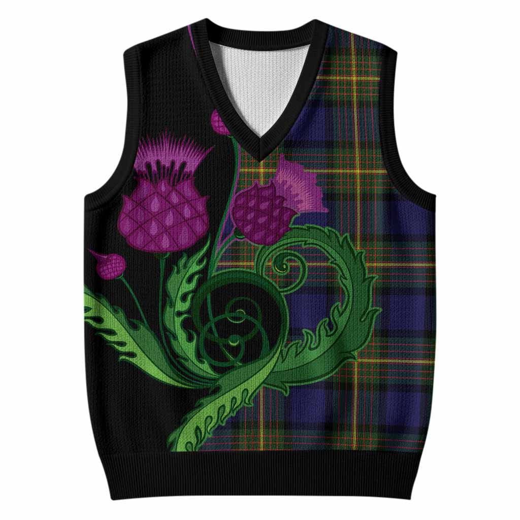 Muir Tartan Knitted V-Neck Vest Traditional Scottish Thistle