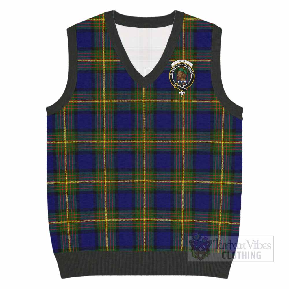 Muir Tartan Knitted V-Neck Vest with Family Crest - Tartan Vibes Clothing
