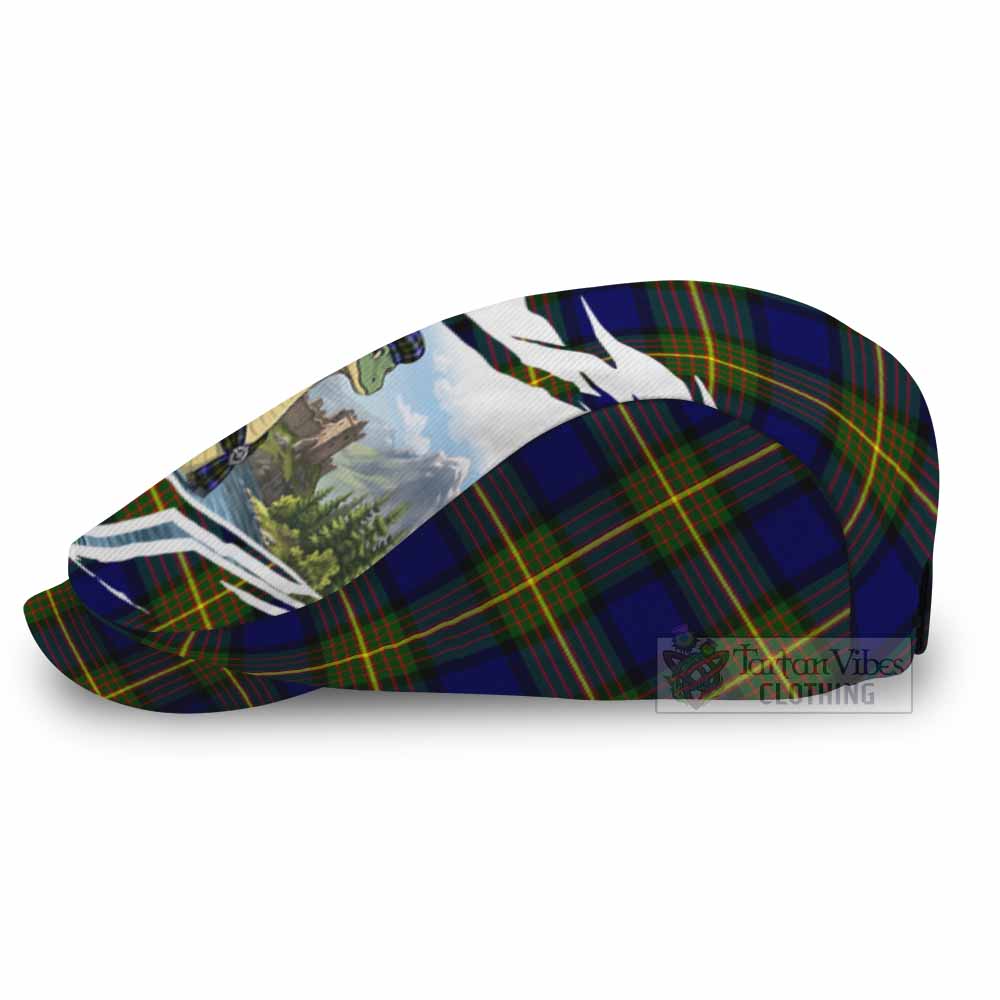Muir Tartan Loch Ness Monster Scottish Heritage Art Flat Cap, Jeff Cap