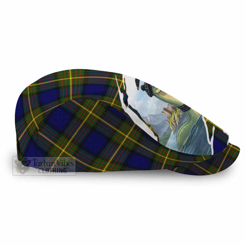 Muir Tartan Loch Ness Monster Scottish Heritage Art Flat Cap, Jeff Cap