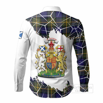 Muir Tartan Long Sleeve Button Shirts with Family Crest and Lion Rampant Grunge Style