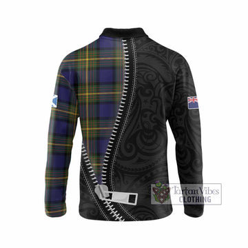 Muir Tartan Long Sleeve Polo Shirt New Zealand Pattern Unique Zipper Stylized