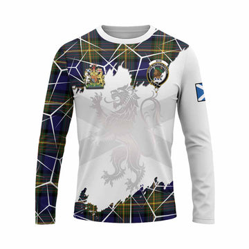 Muir Tartan Long Sleeve T-Shirt with Family Crest and Lion Rampant Grunge Style