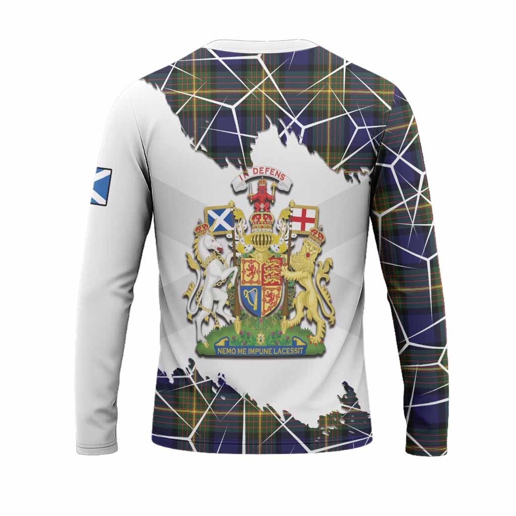 Muir Tartan Long Sleeve T-Shirt with Family Crest and Lion Rampant Grunge Style