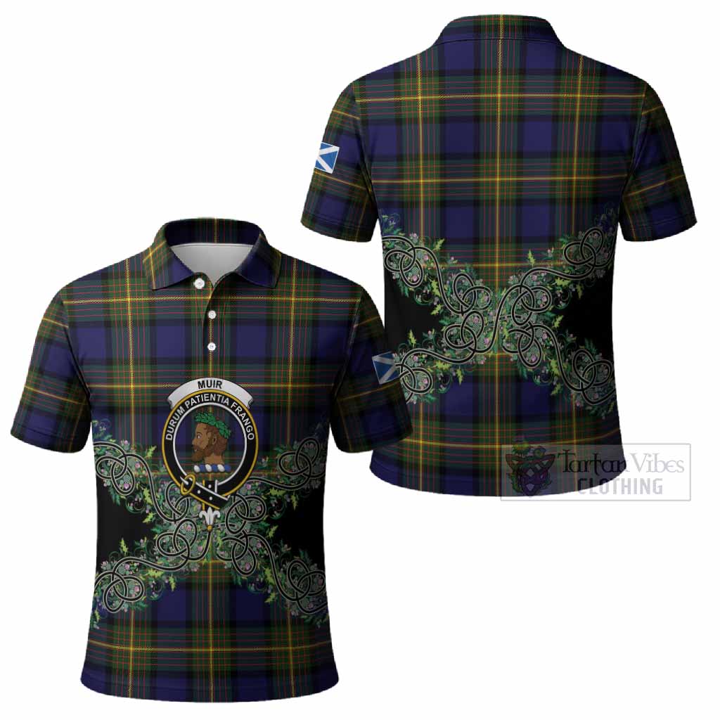 Muir Tartan Polo Shirt Thistle Scottish Spirit