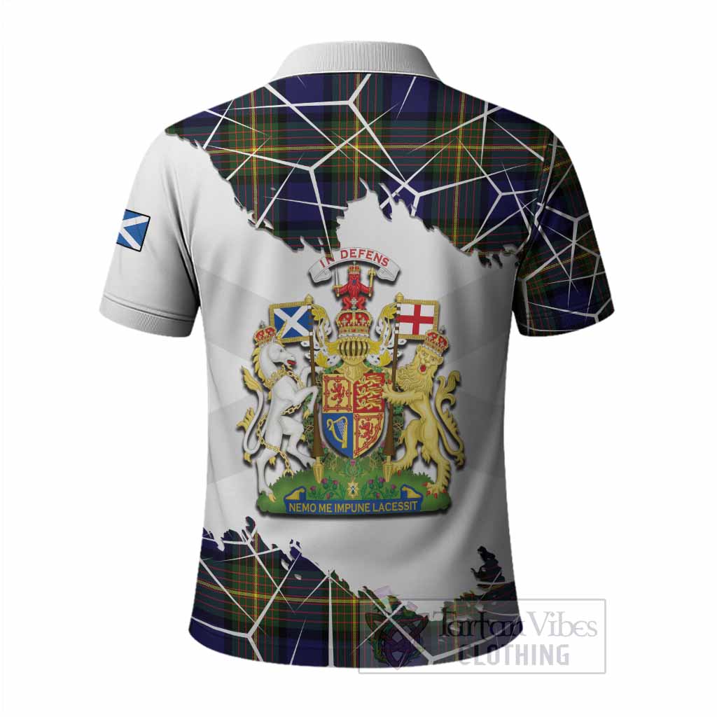 Muir Tartan Polo Shirt with Family Crest and Lion Rampant Grunge Style