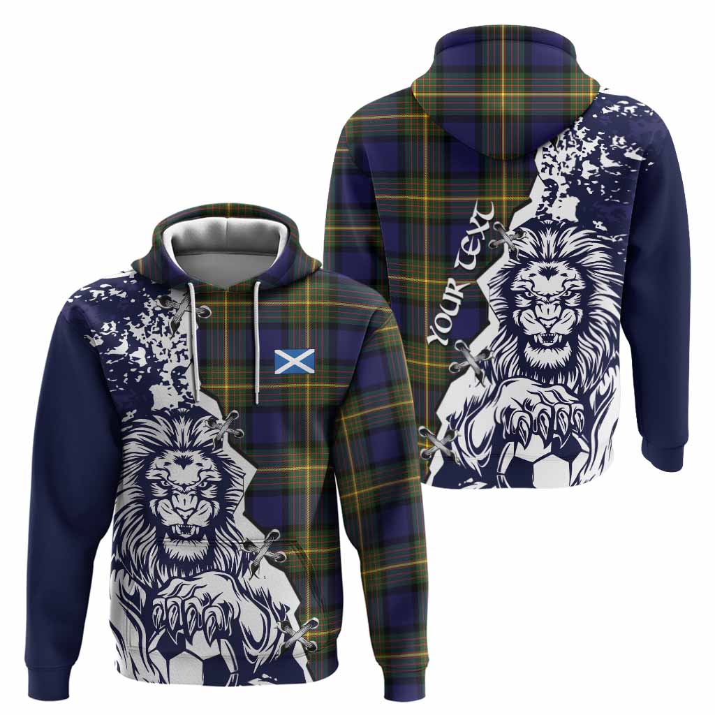 Muir Tartan Scottish Hoodie Angry Lion With Soccer Ball Style