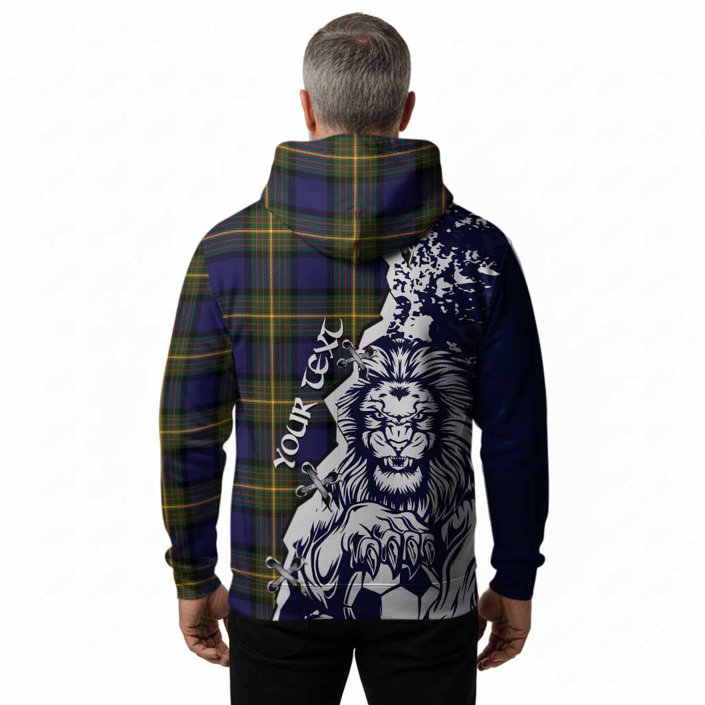 Muir Tartan Scottish Hoodie Angry Lion With Soccer Ball Style
