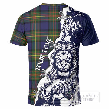 Muir Tartan Scottish T-Shirt Angry Lion With Soccer Ball Style