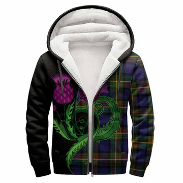Muir Tartan Sherpa Hoodie Traditional Scottish Thistle