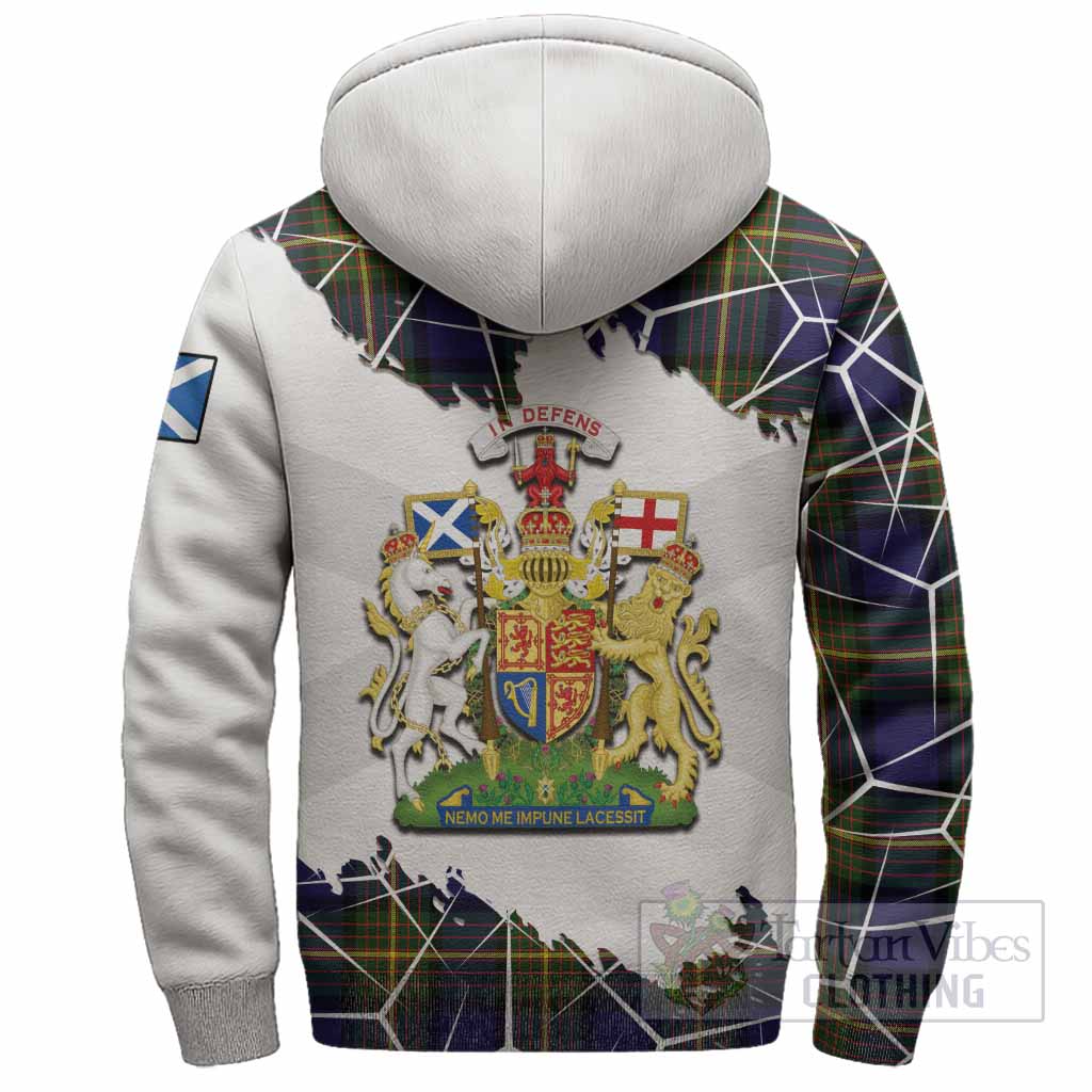 Muir Tartan Sherpa Hoodie with Family Crest and Lion Rampant Grunge Style