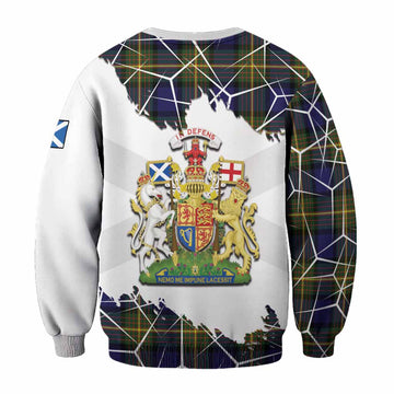 Muir Tartan Sweatshirt with Family Crest and Lion Rampant Grunge Style