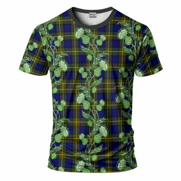 Muir Tartan T-Shirt Seamless Scottish Thistle Flowers