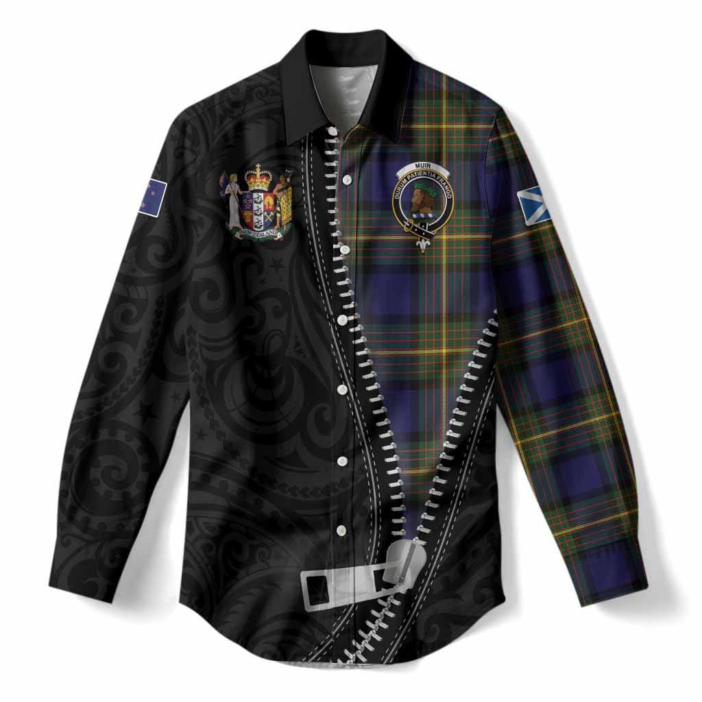 Muir Tartan Women Casual Shirt New Zealand Pattern Unique Zipper Stylized