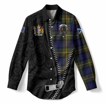 Muir Tartan Women Casual Shirt New Zealand Pattern Unique Zipper Stylized