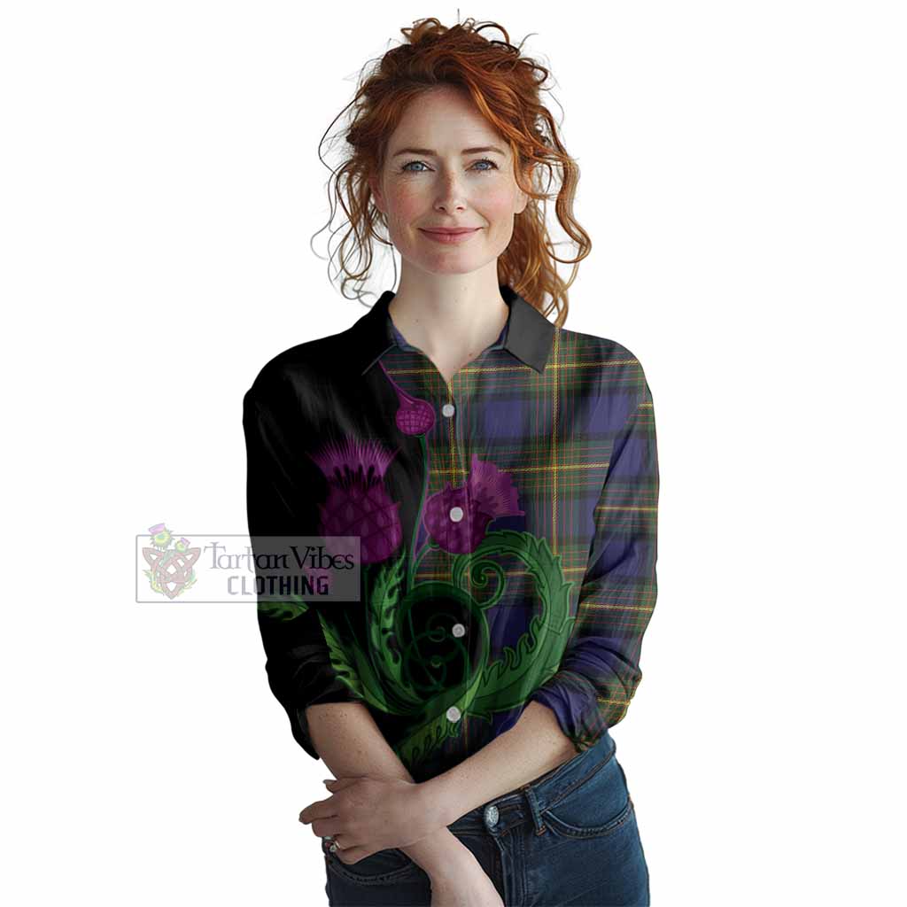 Muir Tartan Women Casual Shirt Traditional Scottish Thistle