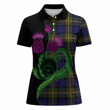 Muir Tartan Women Polo Shirt Traditional Scottish Thistle