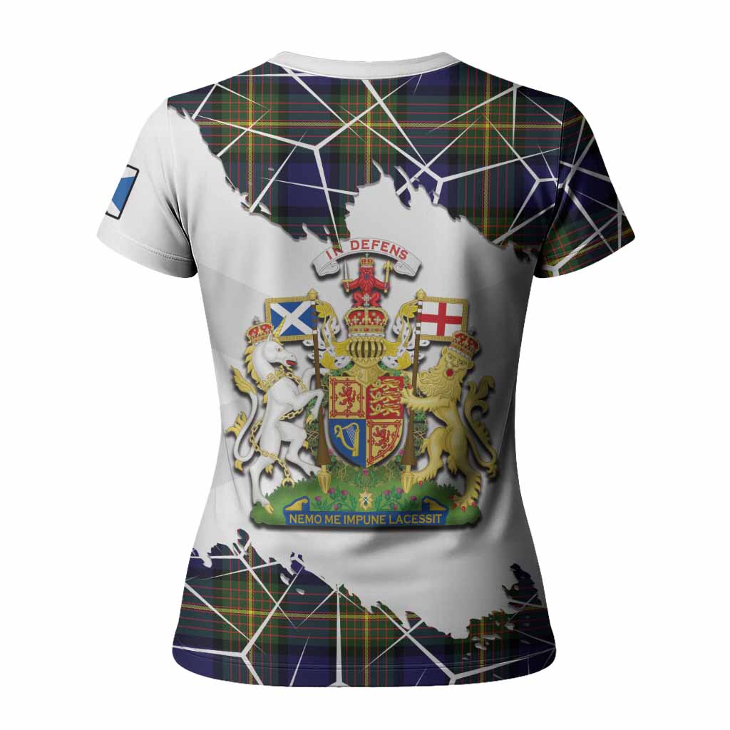 Muir Tartan Women T shirt with Family Crest and Lion Rampant Grunge Style