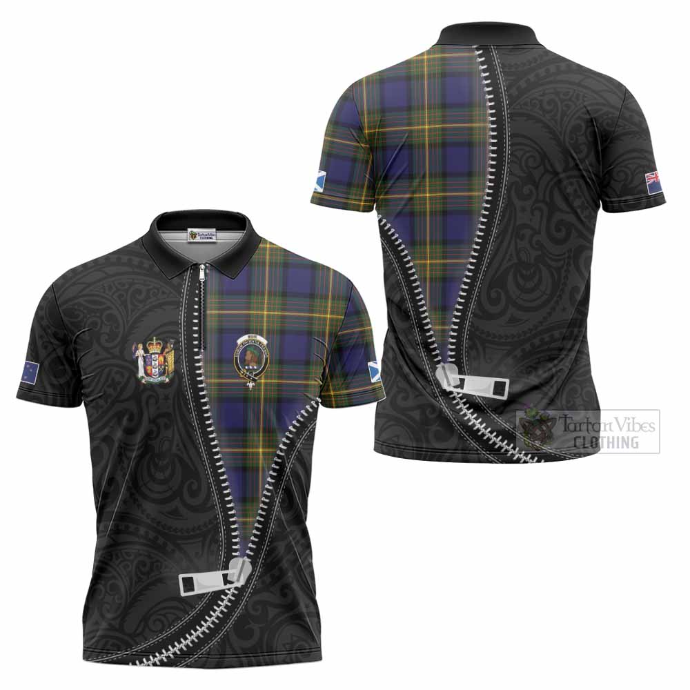 Muir Tartan Zipper Polo Shirt New Zealand Pattern Unique Zipper Stylized