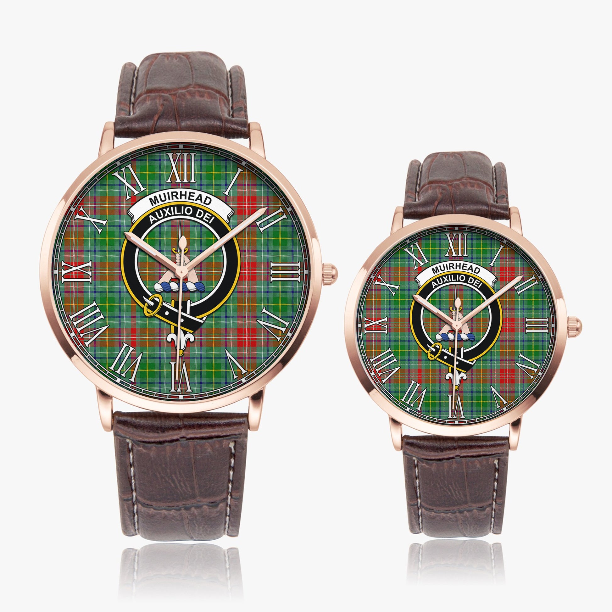 Muirhead Tartan Family Crest Leather Strap Quartz Watch - Tartan Vibes Clothing