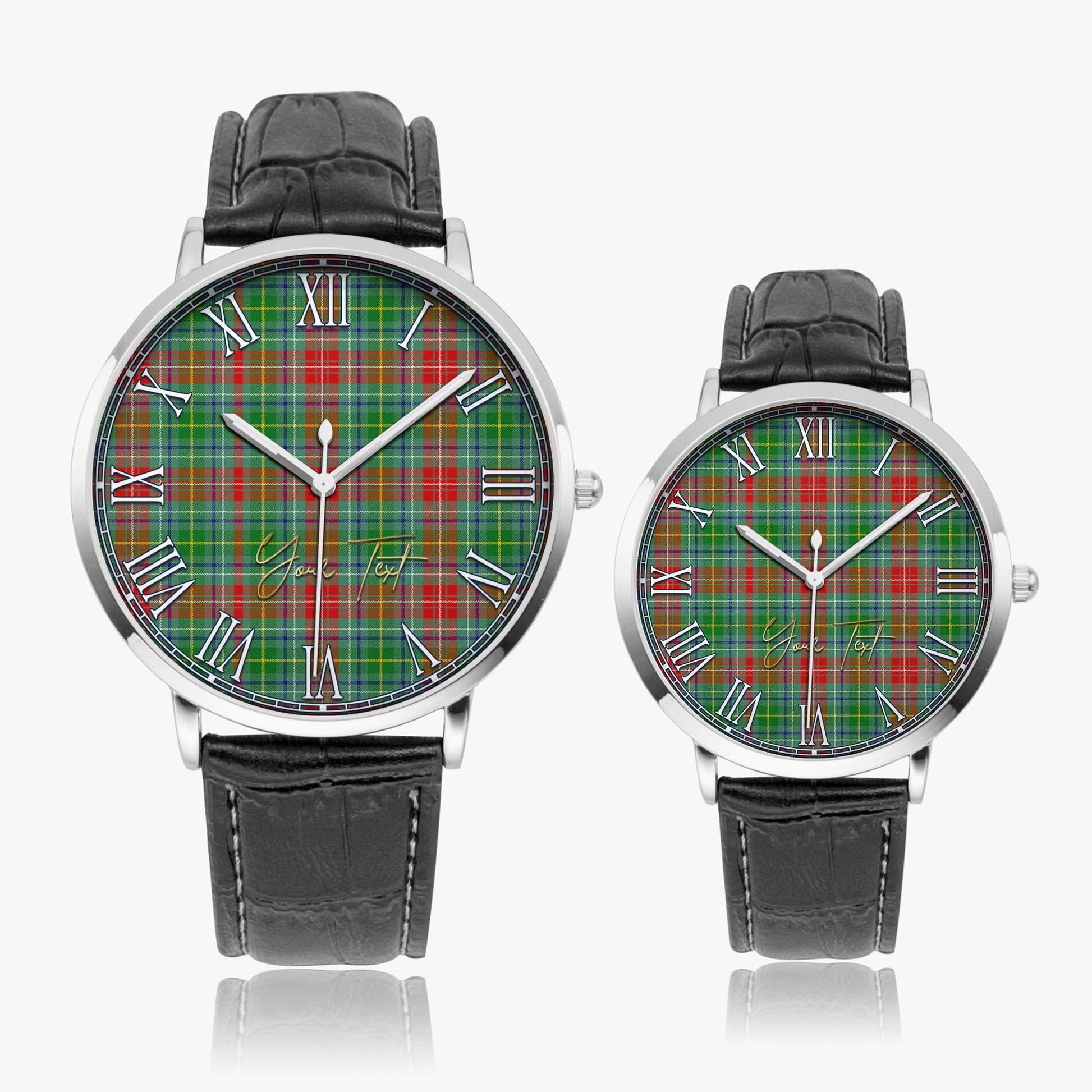 Muirhead Tartan Personalized Your Text Leather Trap Quartz Watch - Tartan Vibes Clothing