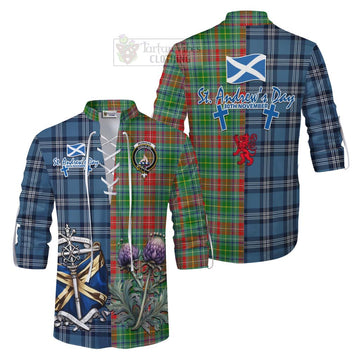 Muirhead Tartan Ghillie Kilt Shirt Happy St. Andrew's Day Half Tartan Style Men - Tartan Vibes Clothing