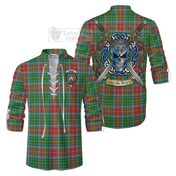 Muirhead Tartan Ghillie Kilt Shirt with Family Crest Celtic Skull Style Men - Tartan Vibes Clothing