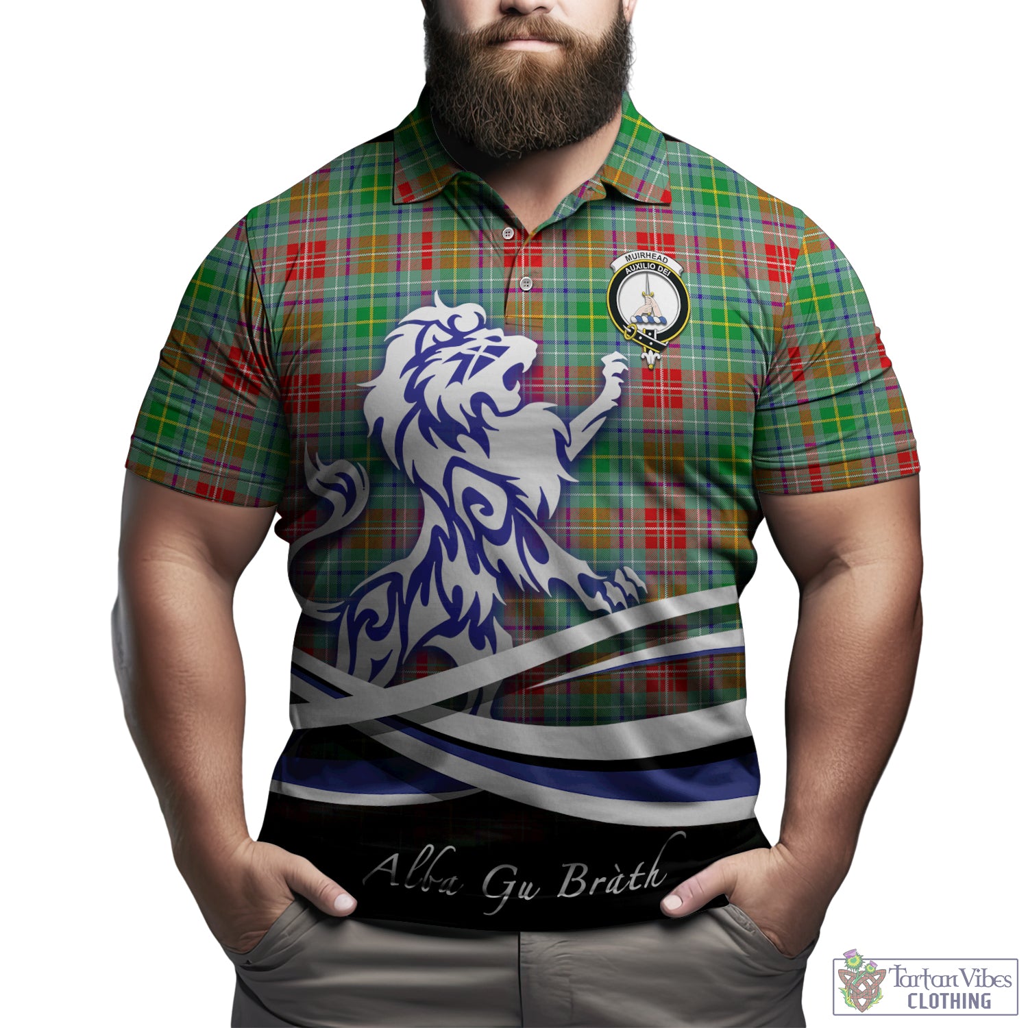 Muirhead Tartan Polo Shirt with Alba Gu Brath Regal Lion Emblem Kid - Tartan Vibes Clothing