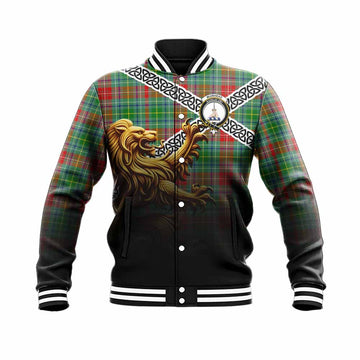 Muirhead Crest Tartan Baseball Jacket with Golden Lion Emblem Celtic Style Unisex - Tartan Vibes Clothing
