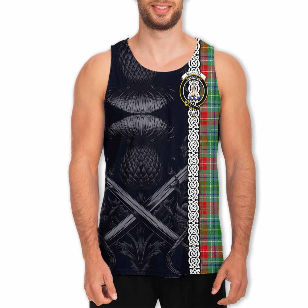 Muirhead Tartan Men's Tank Top with Family Crest Cross Sword Thistle Celtic Vibes Men - Tartan Vibes Clothing