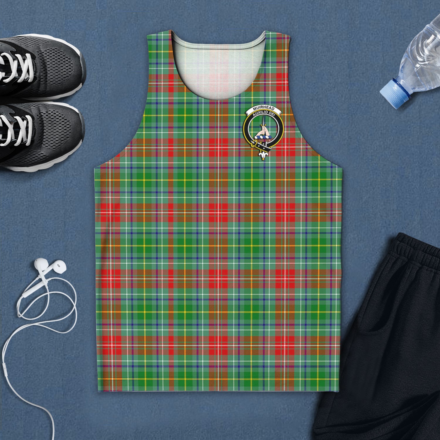 Muirhead Tartan Mens Tank Top with Family Crest 5XL - Tartan Vibes Clothing