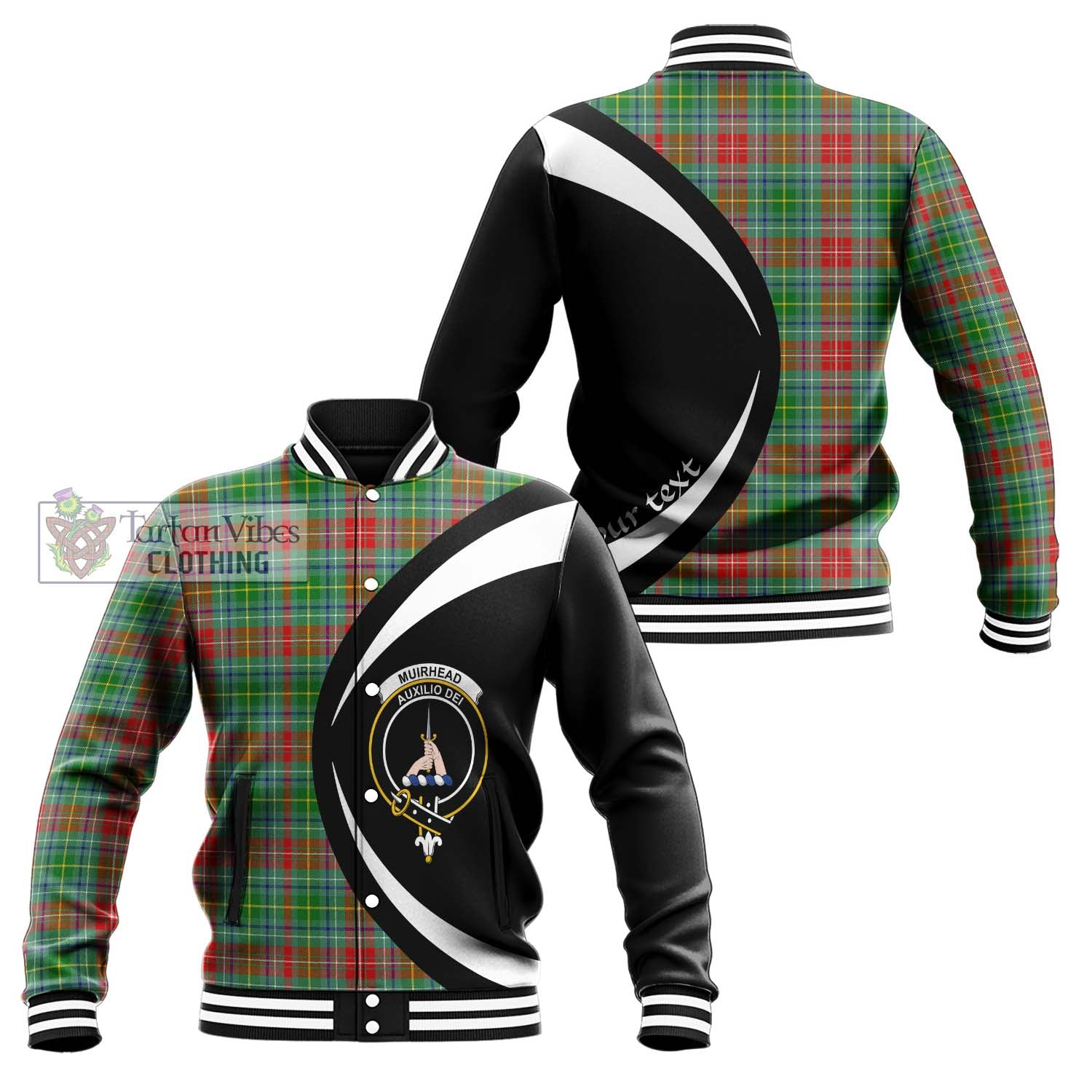 Muirhead Tartan Baseball Jacket with Family Crest Circle Style Unisex - Tartan Vibes Clothing