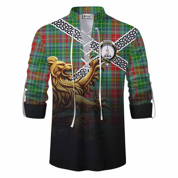 Muirhead Crest Tartan Ghillie Kilt Shirt with Golden Lion Emblem Celtic Style Men - Tartan Vibes Clothing