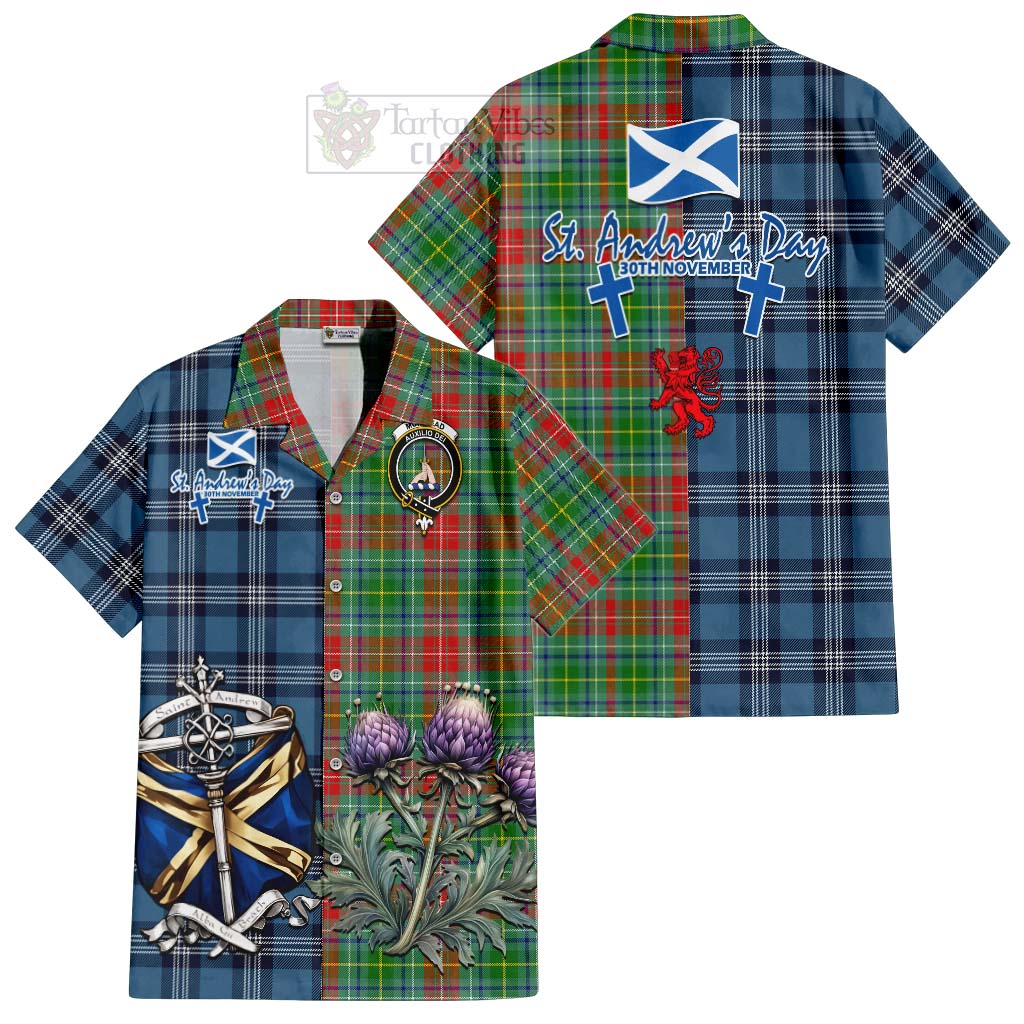 Muirhead Tartan Hawaiian Shirt Happy St. Andrew's Day Half Tartan Style Kid - Tartan Vibes Clothing