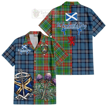 Muirhead Tartan Hawaiian Shirt Happy St. Andrew's Day Half Tartan Style Kid - Tartan Vibes Clothing
