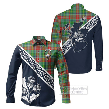 Muirhead Tartan Long Sleeve Button Shirt Featuring Thistle and Scotland Map Men's Shirt S - Tartan Vibes Clothing