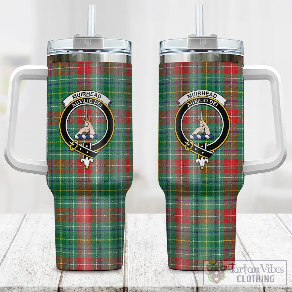 Muirhead Tartan Tumbler with Handle with Family Crest One Size 40 OZ - Tartan Vibes Clothing