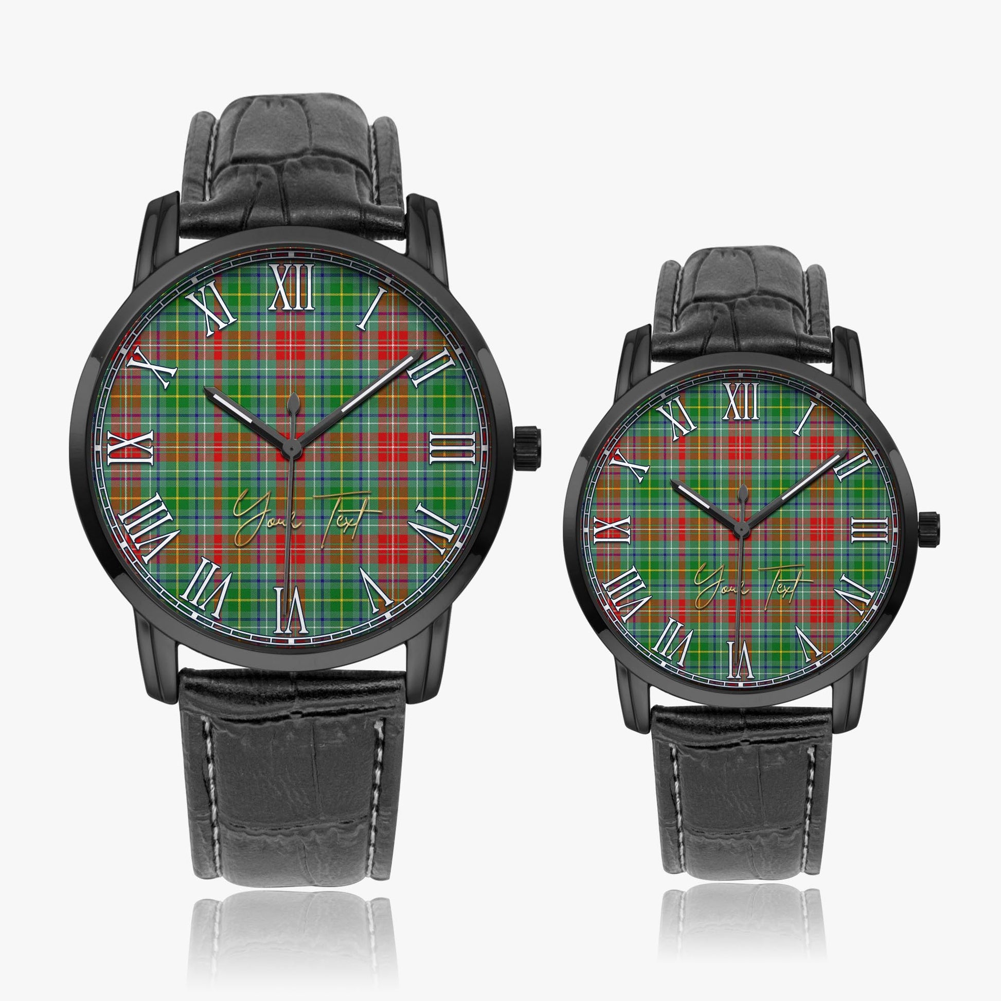 Muirhead Tartan Personalized Your Text Leather Trap Quartz Watch Wide Type - Tartan Vibes Clothing