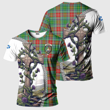 Muirhead Tartan T-Shirt with Family Crest and St. Andrew's Cross Accented by Thistle Vines Kid's Shirt - Tartan Vibes Clothing