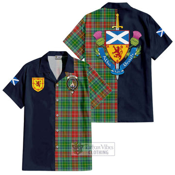 Muirhead Tartan Hawaiian Shirt Alba with Scottish Lion Royal Arm Half Style Kid - Tartan Vibes Clothing