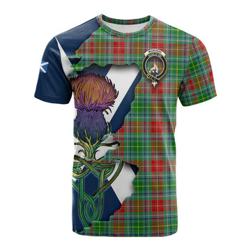 Tartan Vibes Clothing Muirhead Tartan Family Crest Cotton T-shirt Scottish Thistle Celtic Inspired