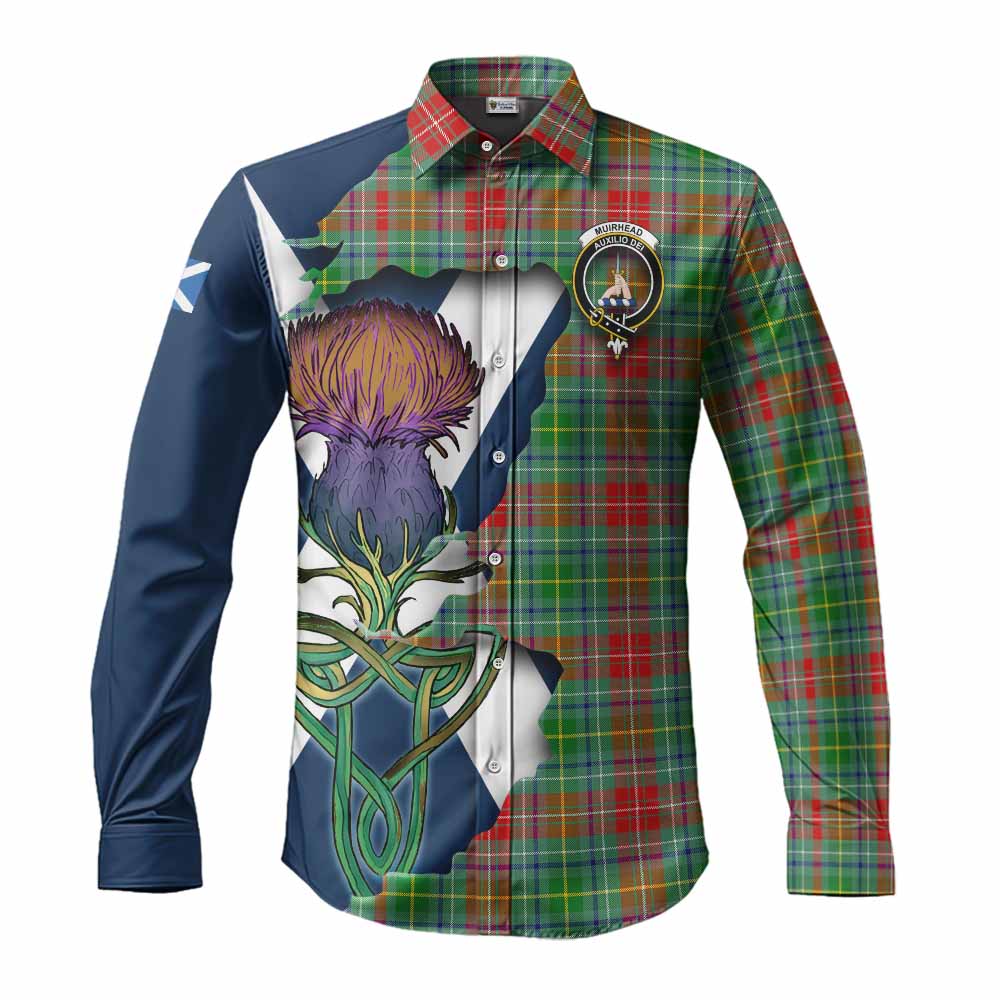 Muirhead Tartan Family Crest Long Sleeve Button Shirt Scottish Thistle Celtic Inspired Men's Shirt S - Tartan Vibes Clothing