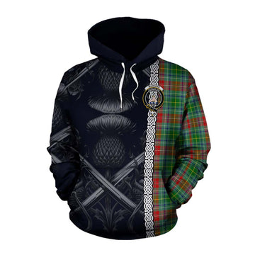 Muirhead Tartan Cotton Hoodie with Family Crest Cross Sword Thistle Celtic Vibes Pullover Hoodie XS - Tartan Vibes Clothing
