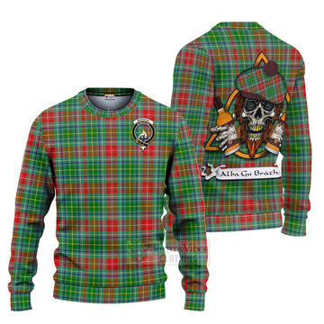 Muirhead Tartan Ugly Sweater with Family Crest and Bearded Skull Holding Bottles of Whiskey Unisex - Tartan Vibes Clothing