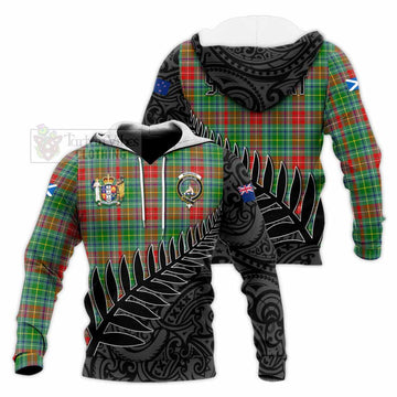 Muirhead Crest Tartan Knitted Hoodie with New Zealand Silver Fern Half Style Unisex Knitted Pullover Hoodie - Tartan Vibes Clothing