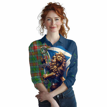 Muirhead Tartan Family Crest Women's Casual Shirt with Scottish Majestic Lion Female - Tartan Vibes Clothing
