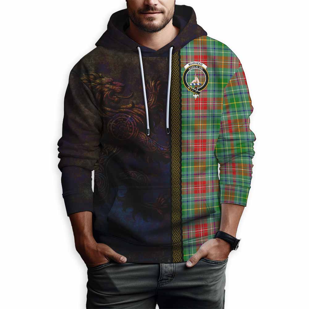 Tartan Vibes Clothing Muirhead Tartan Family Crest Hoodie Alba Gu Brath Be Brave Lion Ancient Style