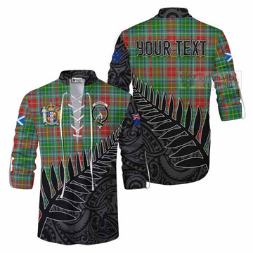 Muirhead Crest Tartan Ghillie Kilt Shirt with New Zealand Silver Fern Half Style Men - Tartan Vibes Clothing